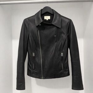 Classic Black Leather Jacket for Women by JUNE